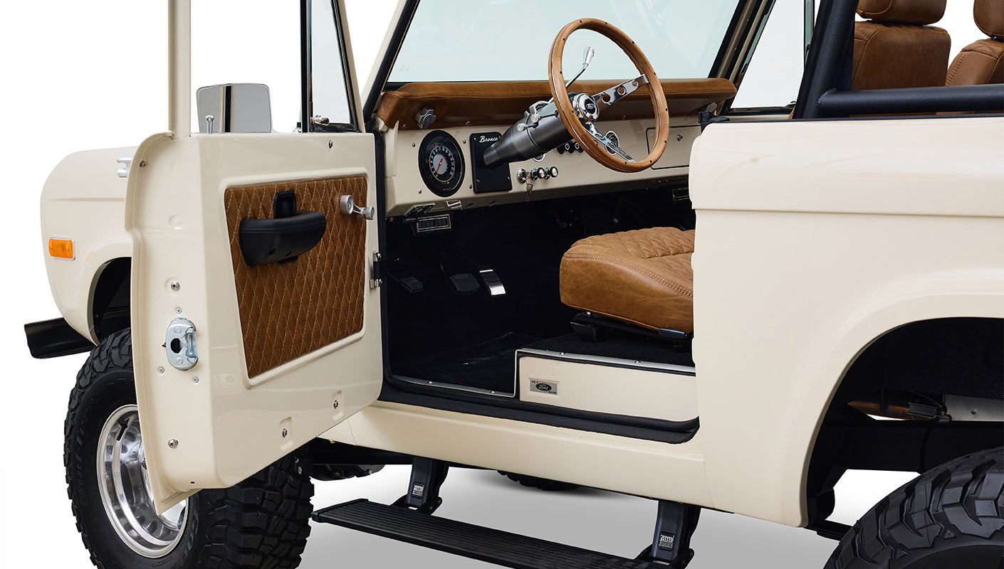 Ford Bronco 1973 Harvest Moon Coyote Series with Custom Whiskey Leather Diamond Stitch Interior