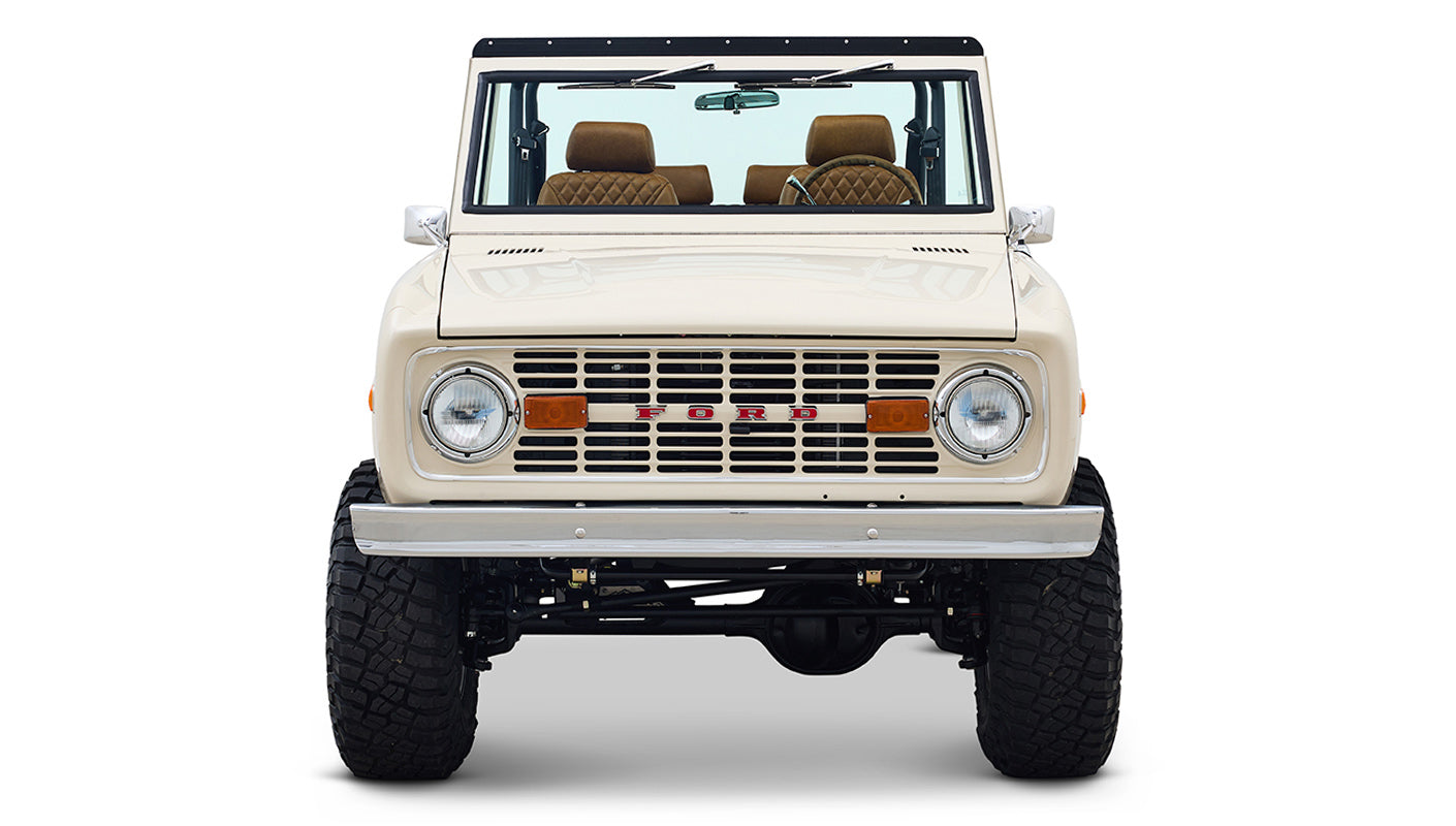 Ford Bronco 1973 Harvest Moon Coyote Series with Custom Whiskey Leather Diamond Stitch Interior