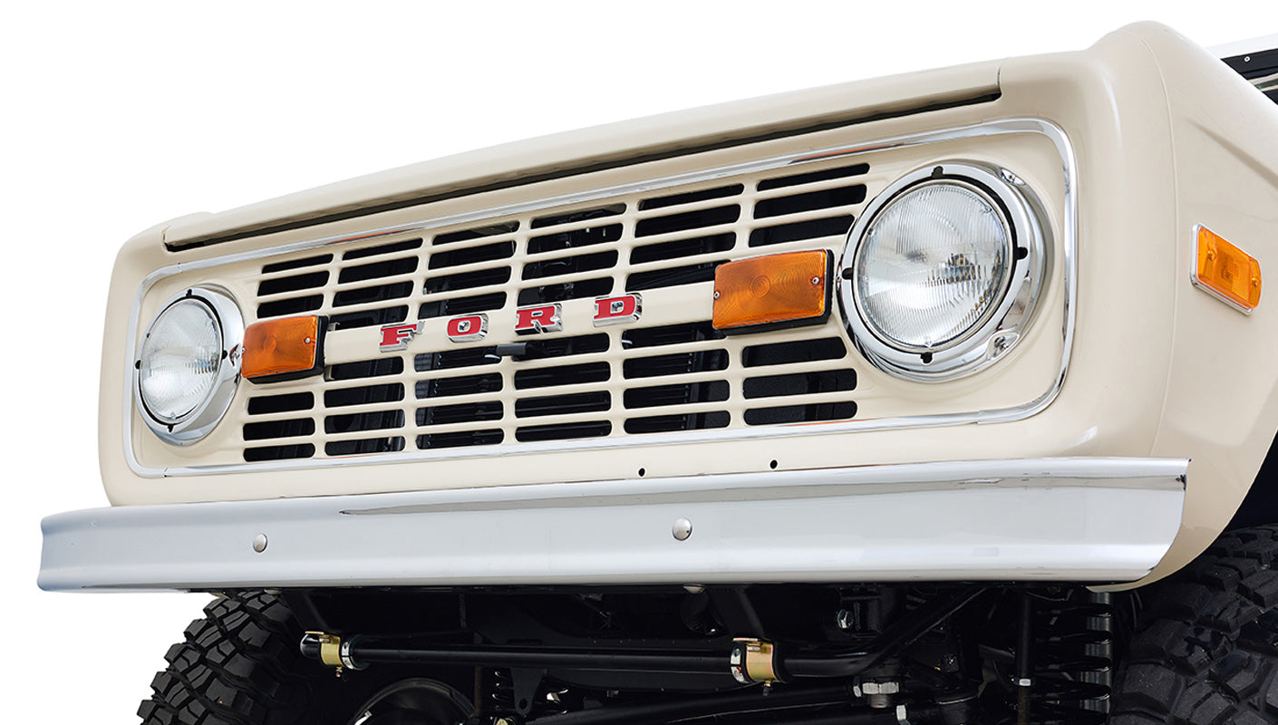Ford Bronco 1973 Harvest Moon Coyote Series with Custom Whiskey Leather Diamond Stitch Interior