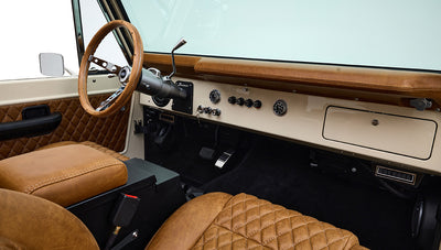Ford Bronco 1973 Harvest Moon Coyote Series with Custom Whiskey Leather Diamond Stitch Interior