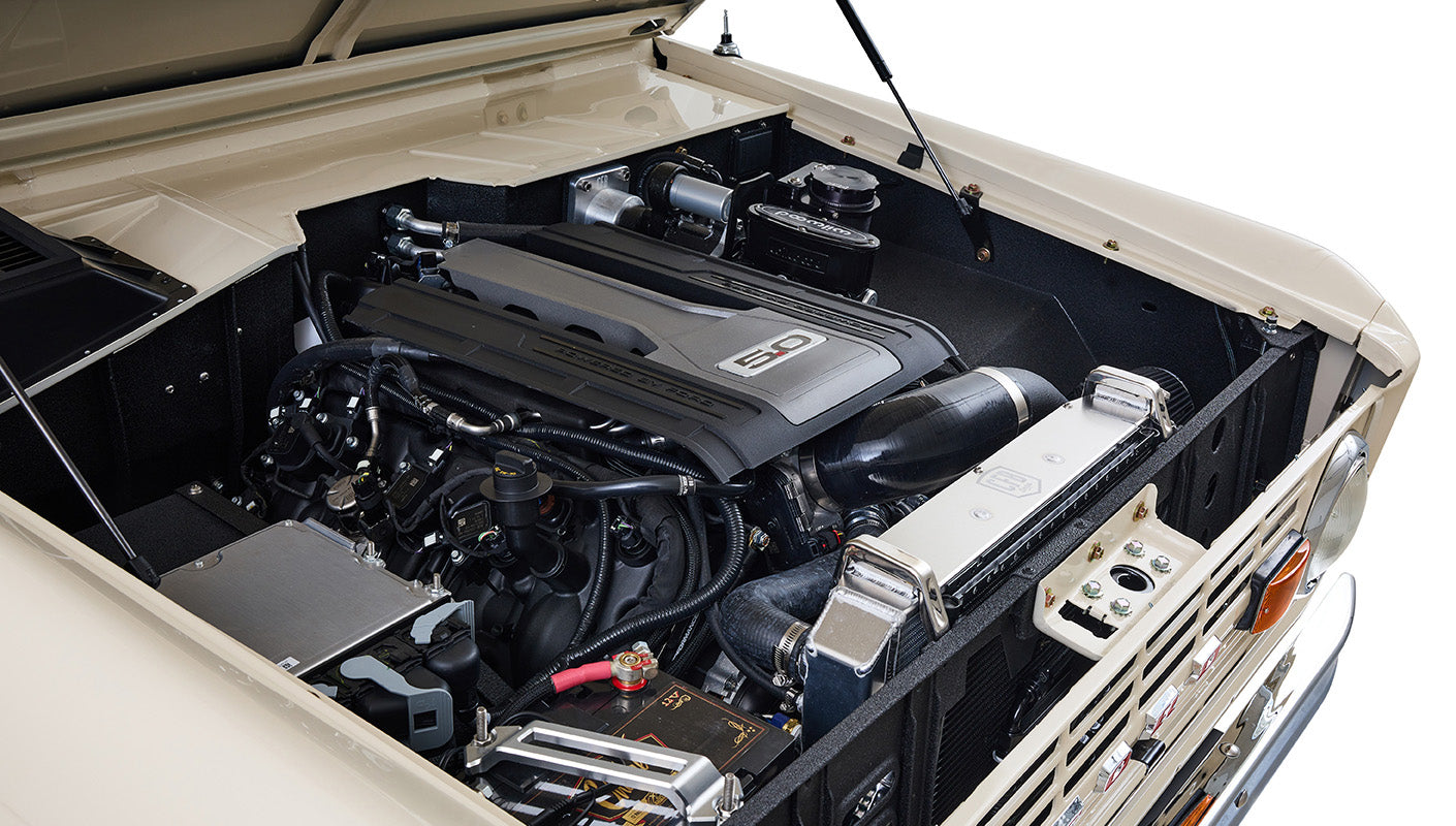 Ford Bronco 1973 Harvest Moon Coyote Series with Custom Whiskey Leather Diamond Stitch Interior Coyote 5.0L Engine