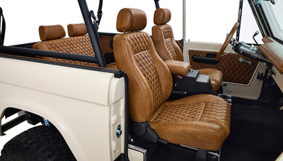 Ford Bronco 1973 Harvest Moon Coyote Series with Custom Whiskey Leather Diamond Stitch Interior
