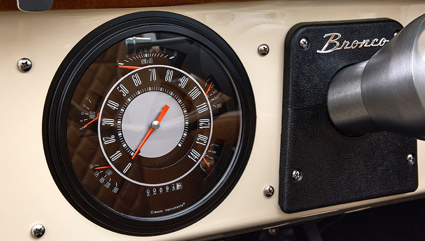Ford Bronco 1973 Harvest Moon Coyote Series with Custom Whiskey Leather Diamond Stitch Interior