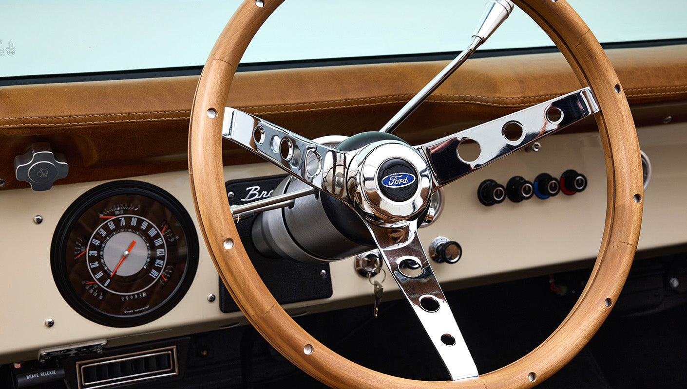 Ford Bronco 1973 Harvest Moon Coyote Series with Custom Whiskey Leather Diamond Stitch Interior