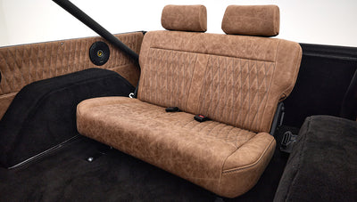 Ford Bronco 1973 Marble Gray Coyote Series Custom Leather Interior Diamond Stitch