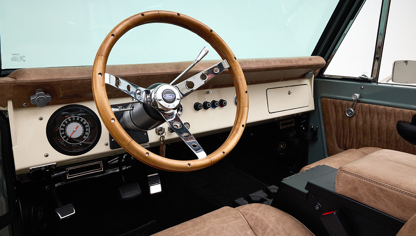 Ford Bronco 1973 Marble Gray Coyote Series Custom Leather Interior