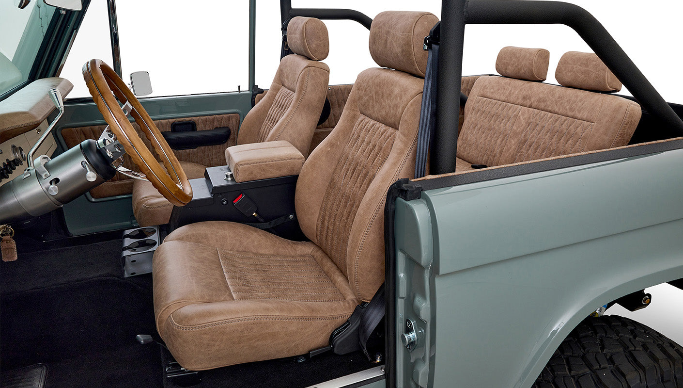 Ford Bronco 1973 Marble Gray Coyote Series Custom Leather Interior