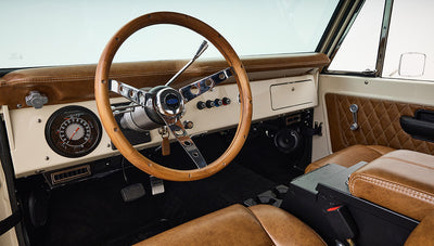 Ford Bronco 1974 Harvest Moon Coyote Series Custom Whiskey Leather Diamond Stitch Interior