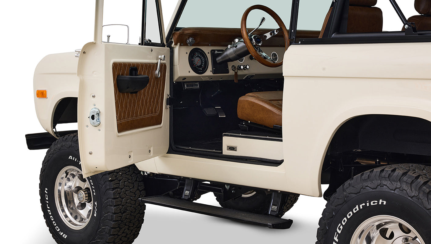Ford Bronco 1974 Harvest Moon Coyote Series Custom Whiskey Leather Diamond Stitch Interior