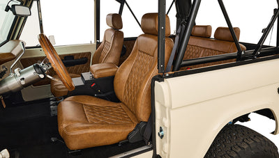 Ford Bronco 1974 Harvest Moon Coyote Series Custom Whiskey Leather Diamond Stitch Interior