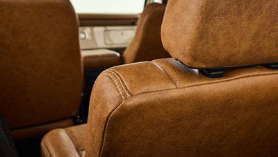 Ford Bronco 1974 Harvest Moon Coyote Series Custom Whiskey Leather Diamond Stitch Interior