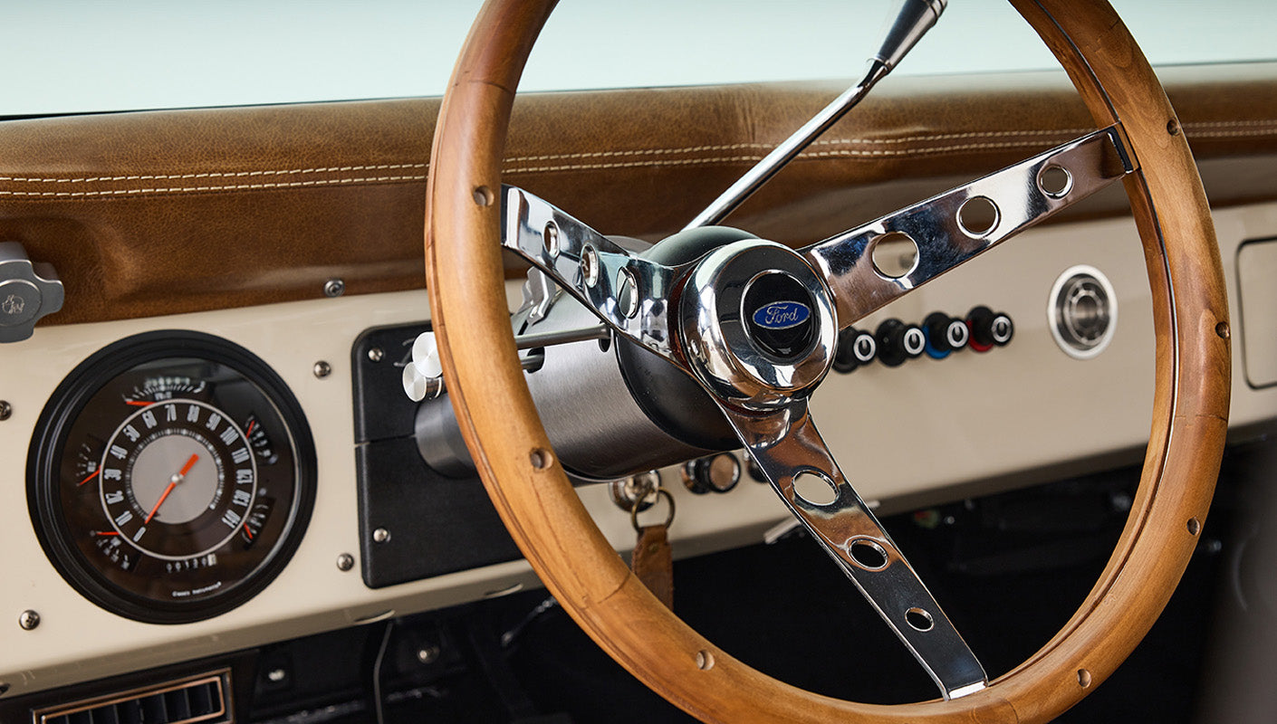 Ford Bronco 1974 Harvest Moon Coyote Series Custom Whiskey Leather Diamond Stitch Interior