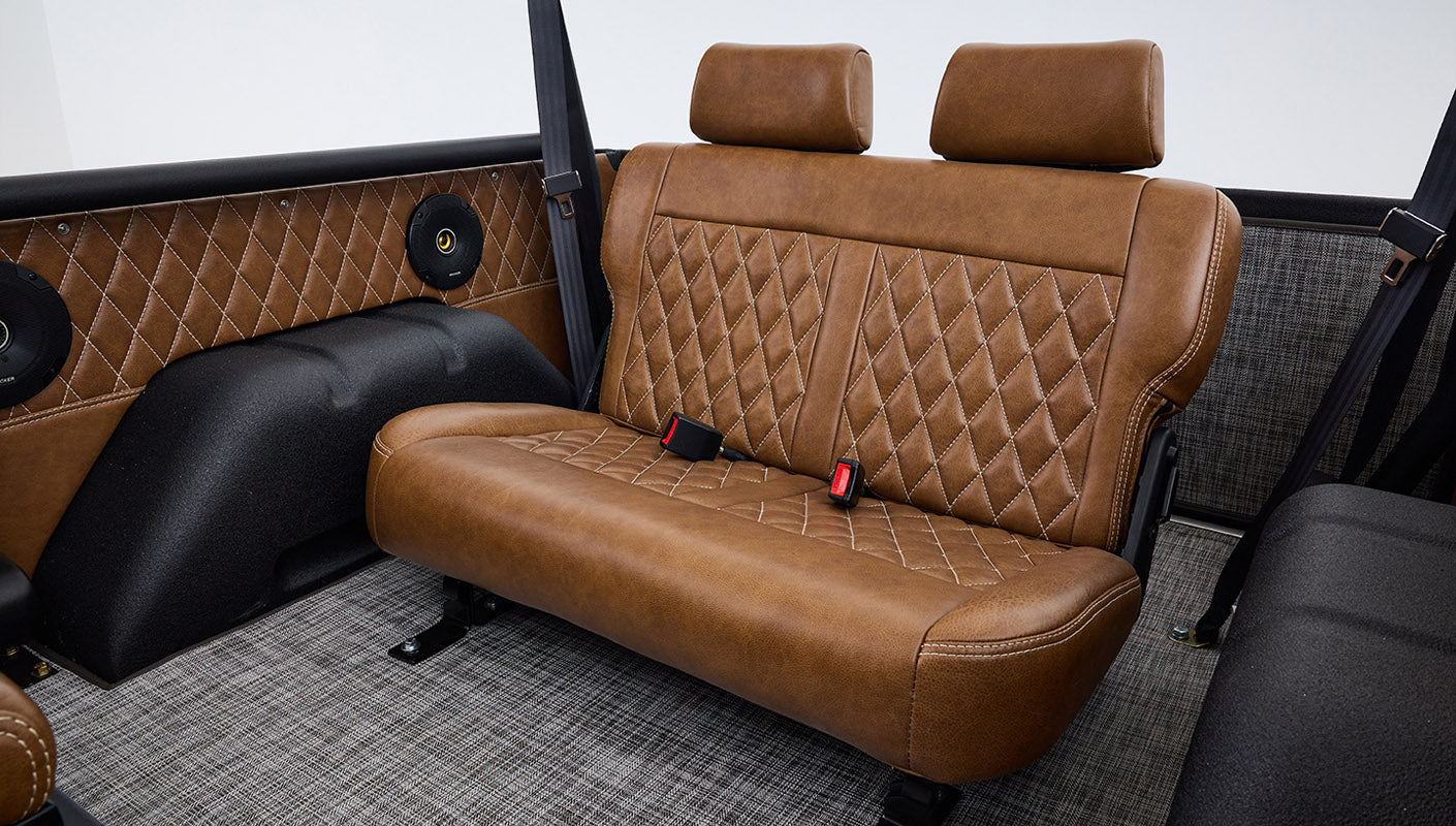 Ford Bronco 1975 Metallic Navy Coyote Series with Custom Diamond Stitch Leather Interior