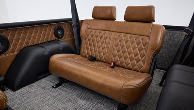 Ford Bronco 1975 Metallic Navy Coyote Series with Custom Diamond Stitch Leather Interior