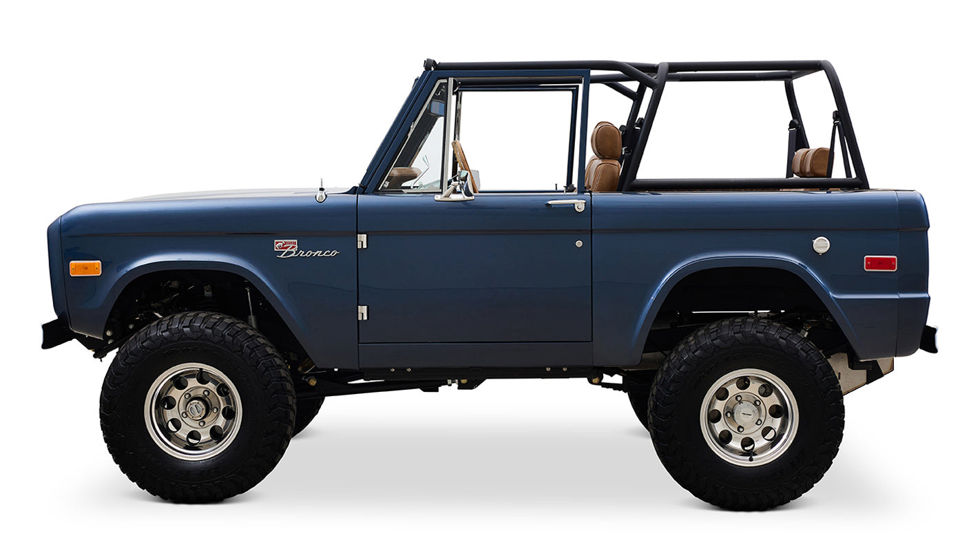 Ford Bronco 1975 Metallic Navy Coyote Series with Custom Diamond Stitch Leather Interior