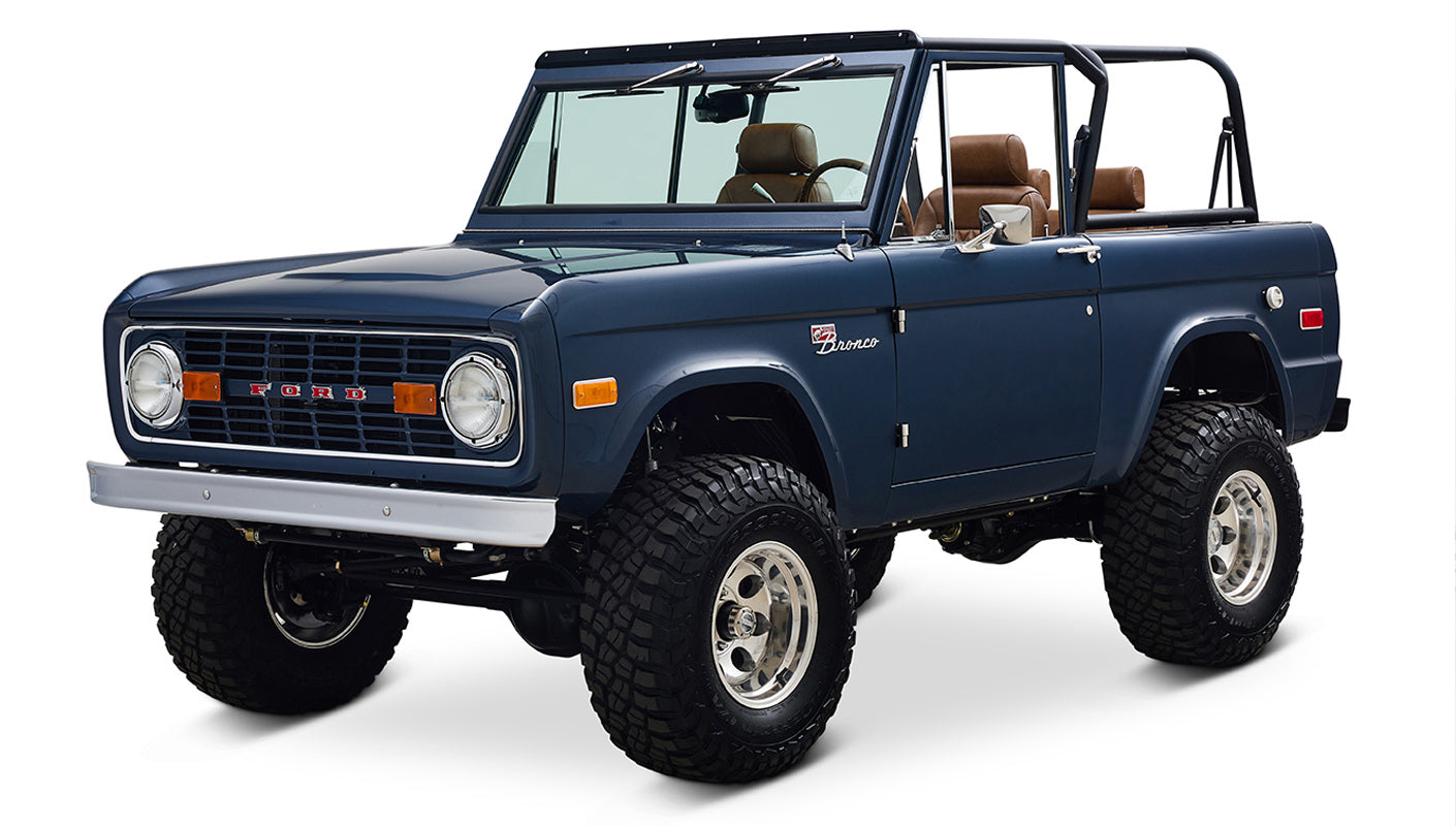 Ford Bronco 1975 Metallic Navy Coyote Series with Custom Diamond Stitch Leather Interior