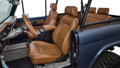 Ford Bronco 1975 Metallic Navy Coyote Series with Custom Diamond Stitch Leather Interior