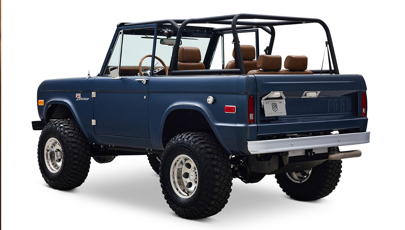 Ford Bronco 1975 Metallic Navy Coyote Series with Custom Diamond Stitch Leather Interior