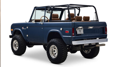 Ford Bronco 1975 Metallic Navy Coyote Series with Custom Diamond Stitch Leather Interior