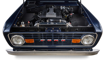 Ford Bronco 1975 Metallic Navy Coyote Series with Custom Diamond Stitch Leather Interior