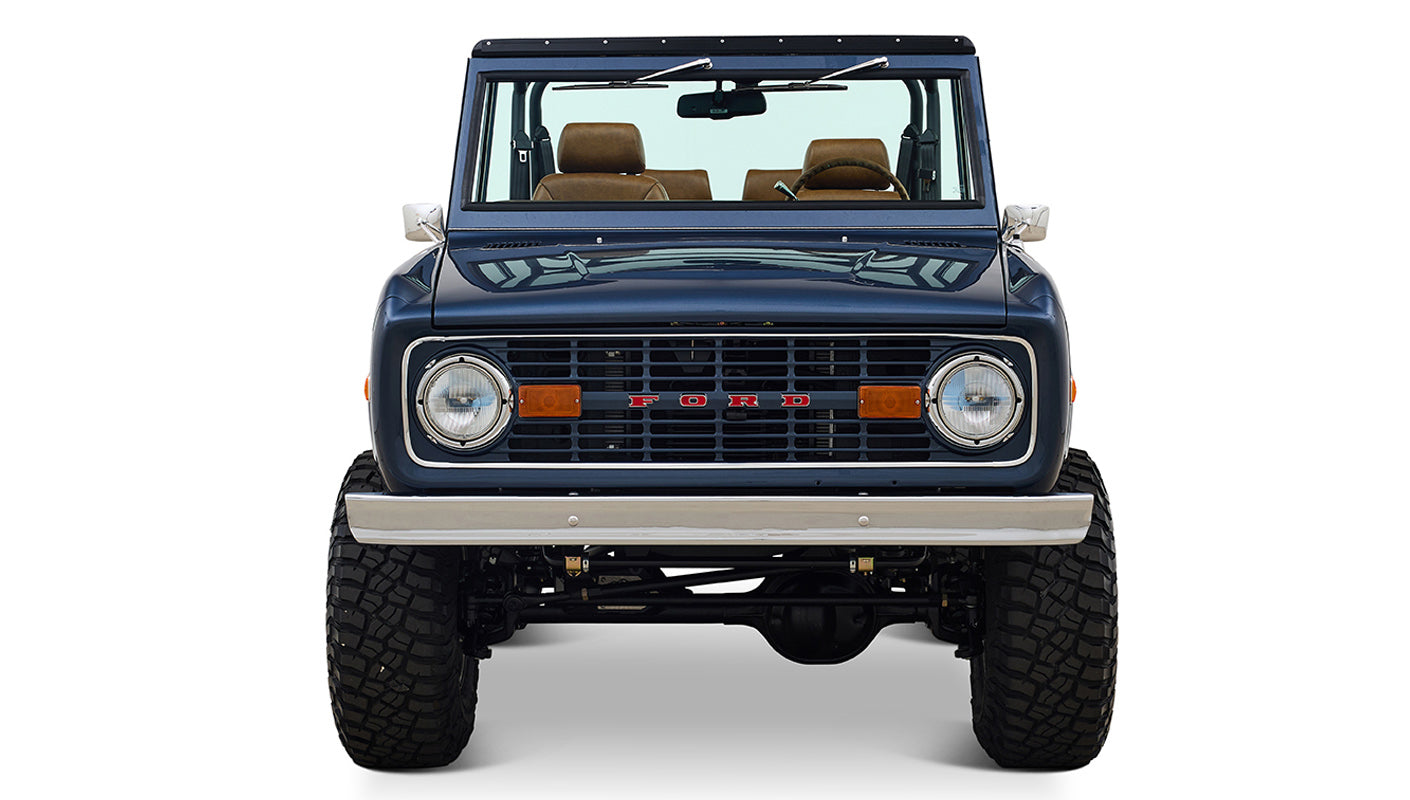 Ford Bronco 1975 Metallic Navy Coyote Series with Custom Diamond Stitch Leather Interior