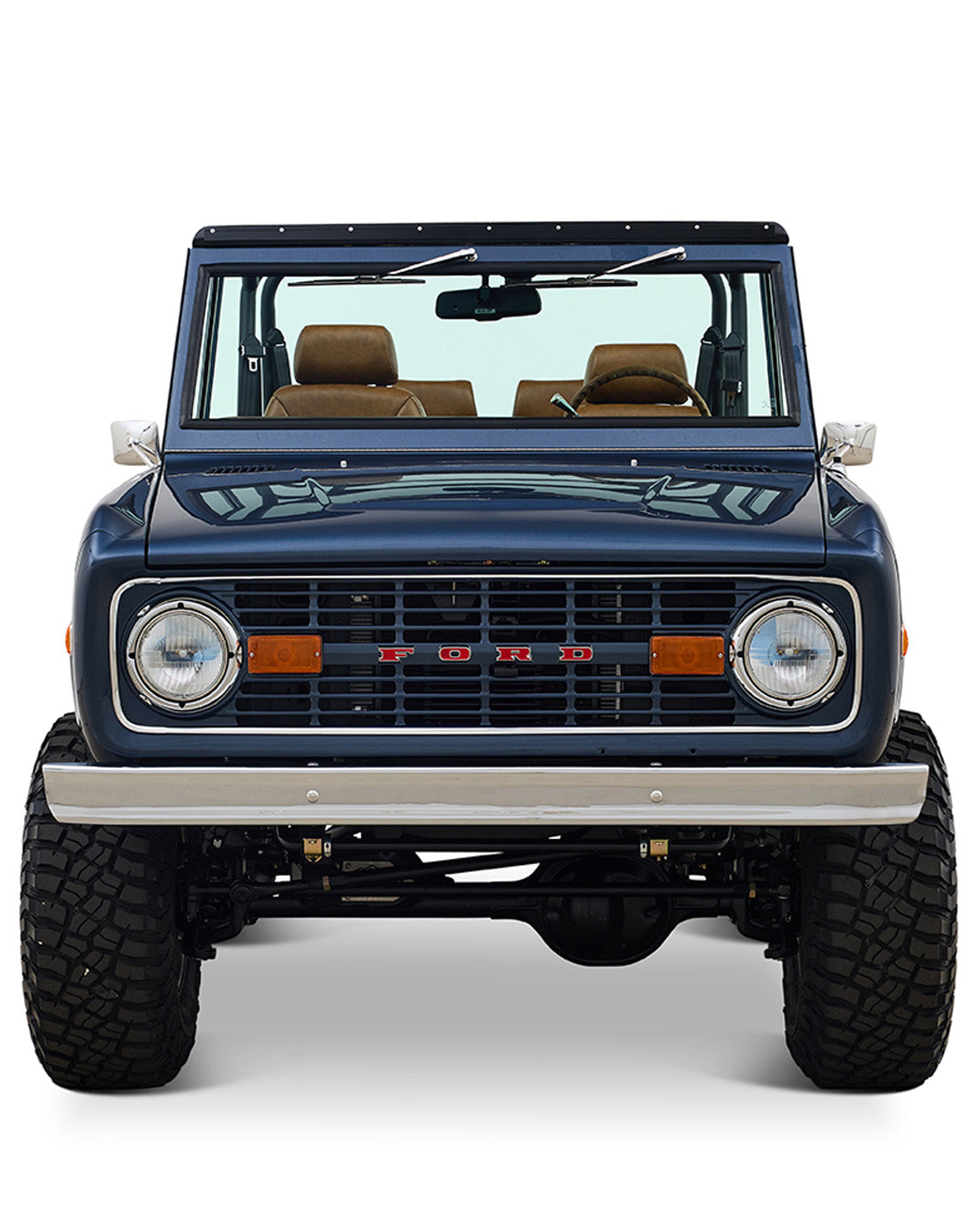 Ford Bronco 1975 Metallic Navy Coyote Series with Custom Diamond Stitch Leather Interior