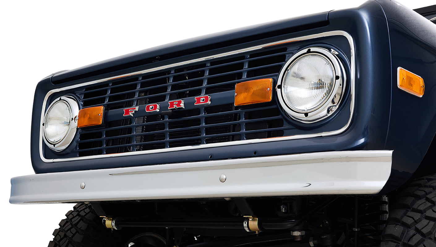 Ford Bronco 1975 Metallic Navy Coyote Series with Custom Diamond Stitch Leather Interior