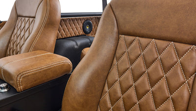 Ford Bronco 1975 Metallic Navy Coyote Series with Custom Diamond Stitch Leather Interior