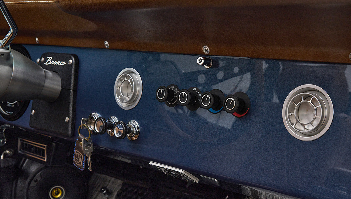 Ford Bronco 1975 Metallic Navy Coyote Series with Custom Diamond Stitch Leather Interior