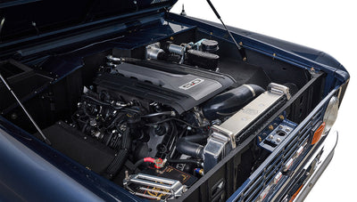 Ford Bronco 1975 Metallic Navy Coyote Series with Custom Diamond Stitch Leather Interior