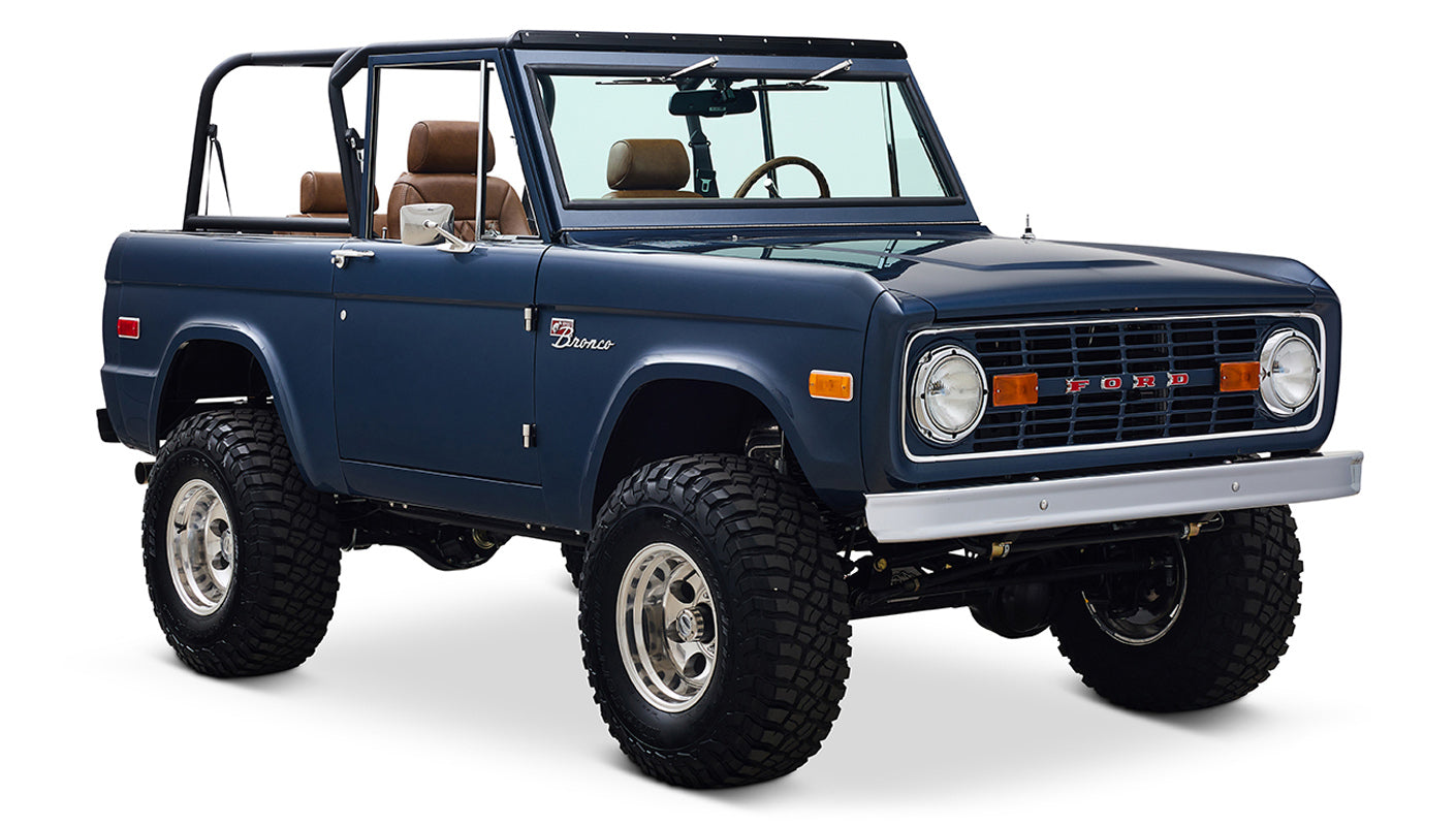 Ford Bronco 1975 Metallic Navy Coyote Series with Custom Diamond Stitch Leather Interior