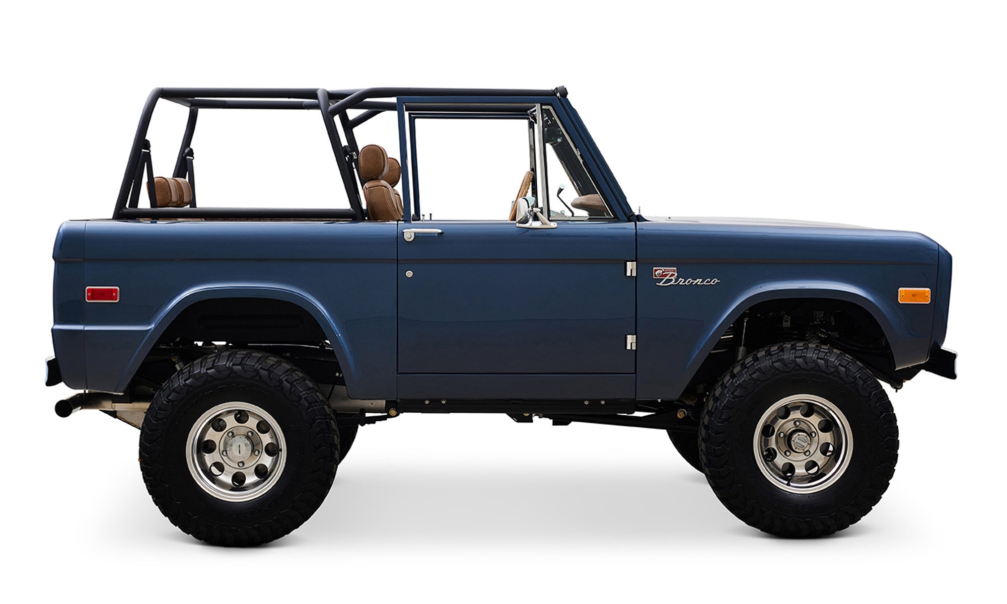 Ford Bronco 1975 Metallic Navy Coyote Series with Custom Diamond Stitch Leather Interior