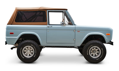 1973 Brittany Blue Ford Bronco 302 Series with Tan Soft Top