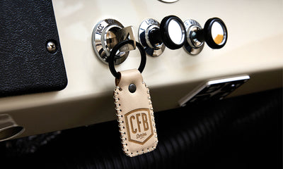 Ford Bronco 1975 in Chrome Yellow with custom Basket Weave Interior and Wimbledon White Wheels