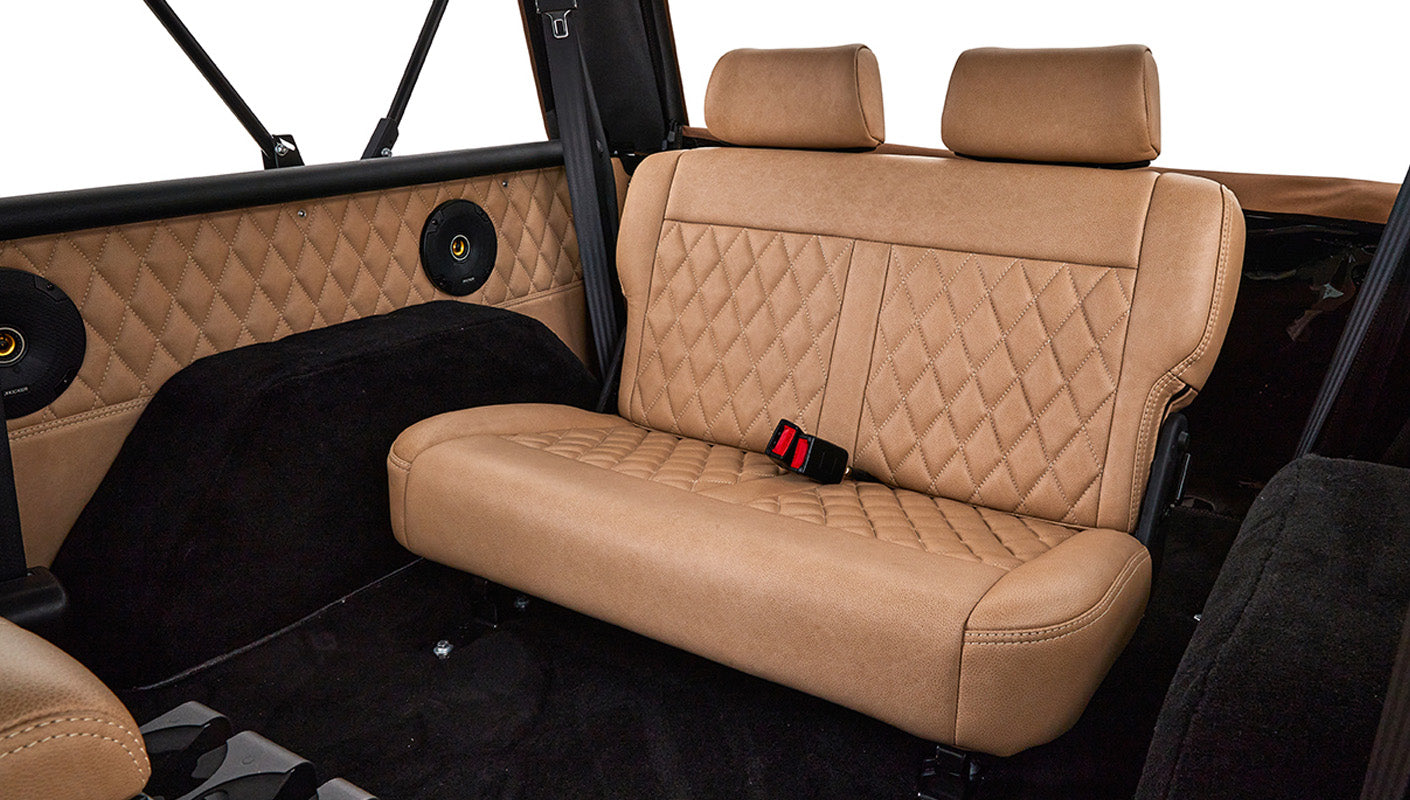 Ford Bronco 1974 Ocean Blue with Tan Soft Top Custom Leather Interior