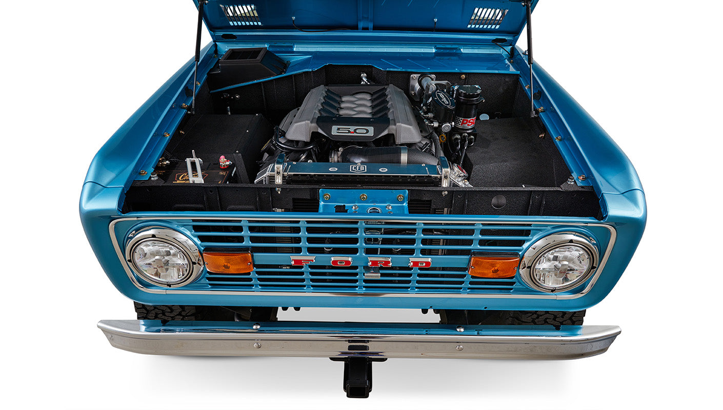 Ford Bronco 1974 Ocean Blue with Tan Soft Top Coyote Engine