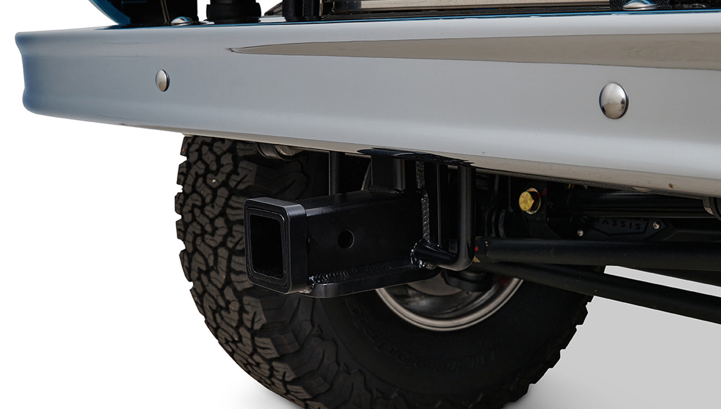 Ford Bronco 1974 Ocean Blue with Tan Soft Top Front Hitch