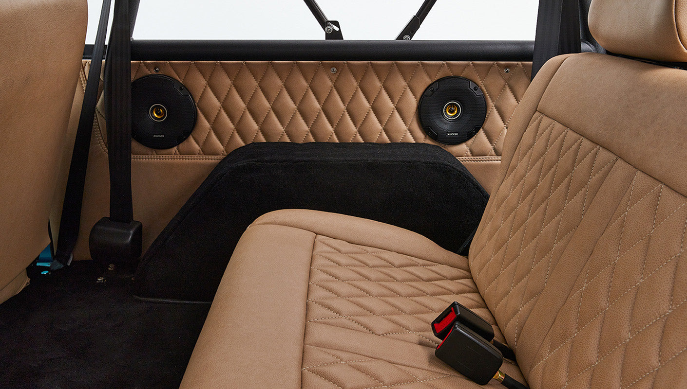 Ford Bronco 1974 Ocean Blue with Tan Soft Top Custom Leather Interior