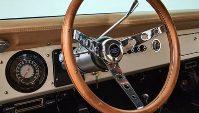Ford Bronco 1974 Ocean Blue with Tan Soft Top Steering Wheel