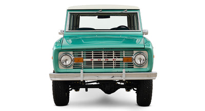 Restored Ford Bronco 1977 Light Jade 302 v8 with Wimbledon White Hard Top