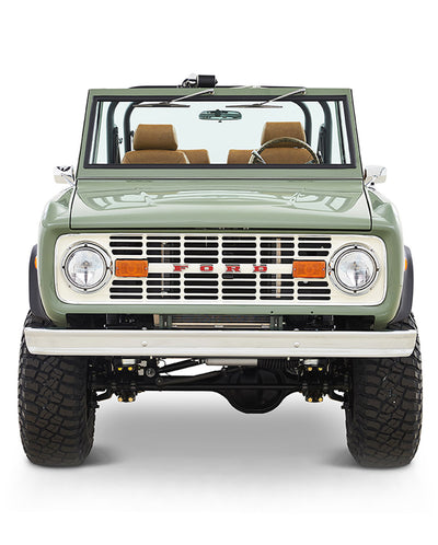 1973 Classic Ford Broncos Coyote Series in Boxwood Green with Whiskey interior and family roll cage