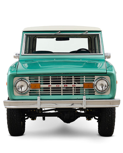Restored Ford Bronco 1977 Light Jade 302 v8 with Wimbledon White Hard Top