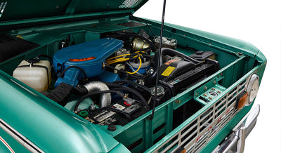 Restored Ford Bronco 1977 Light Jade 302 v8 with Wimbledon White Hard Top
