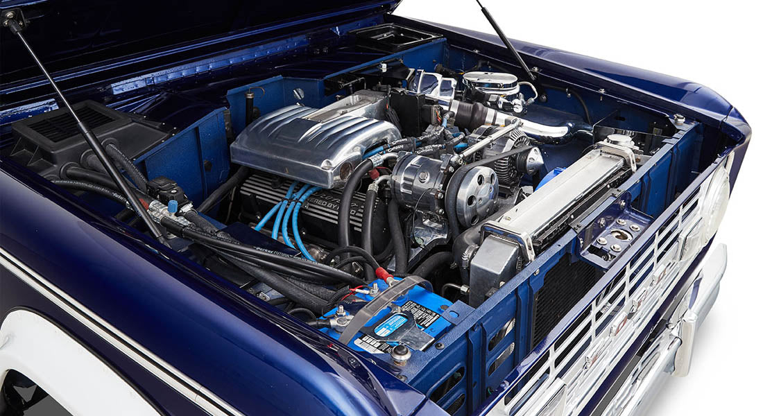 Classic Ford Bronco engine bay