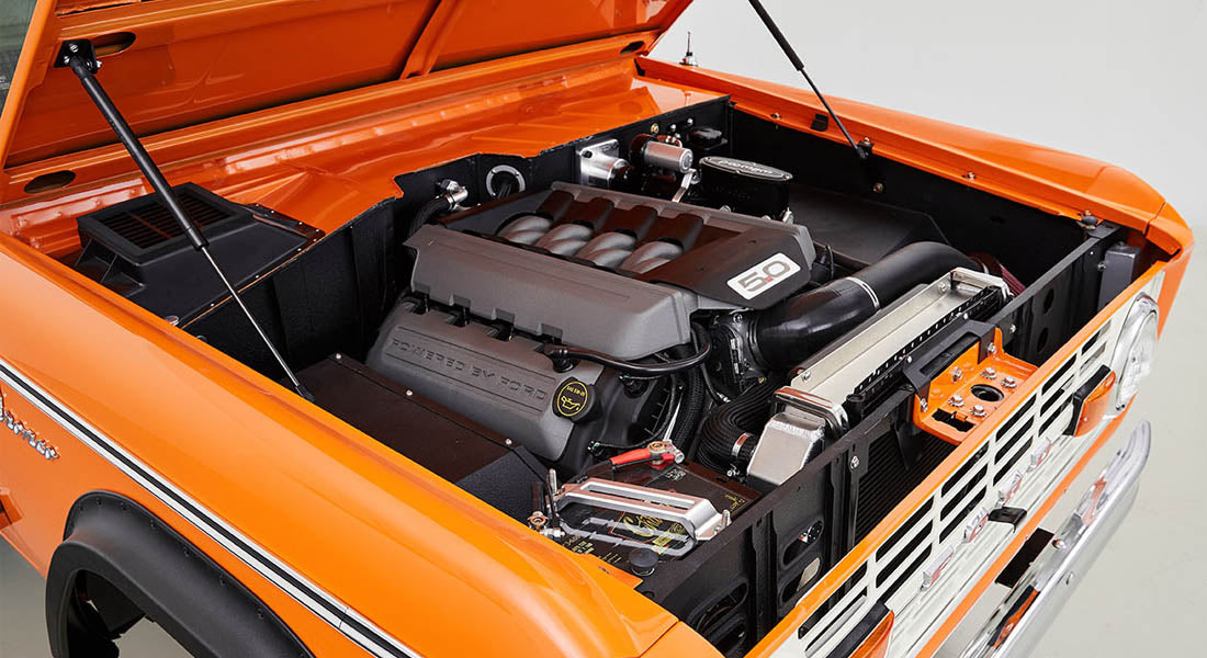 Classic Ford Bronco engine bay