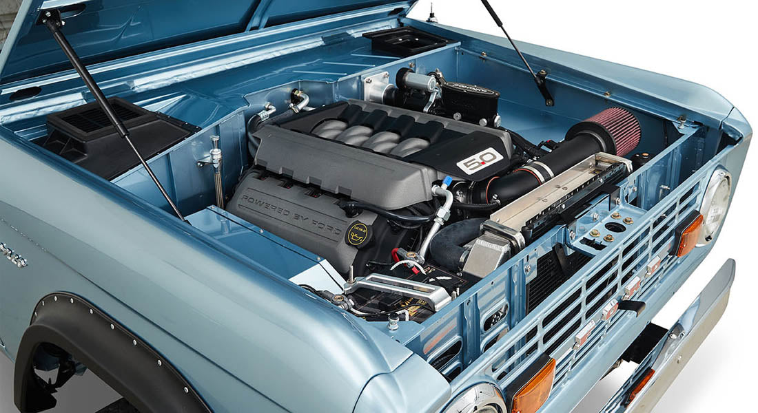 Classic Ford Bronco engine bay