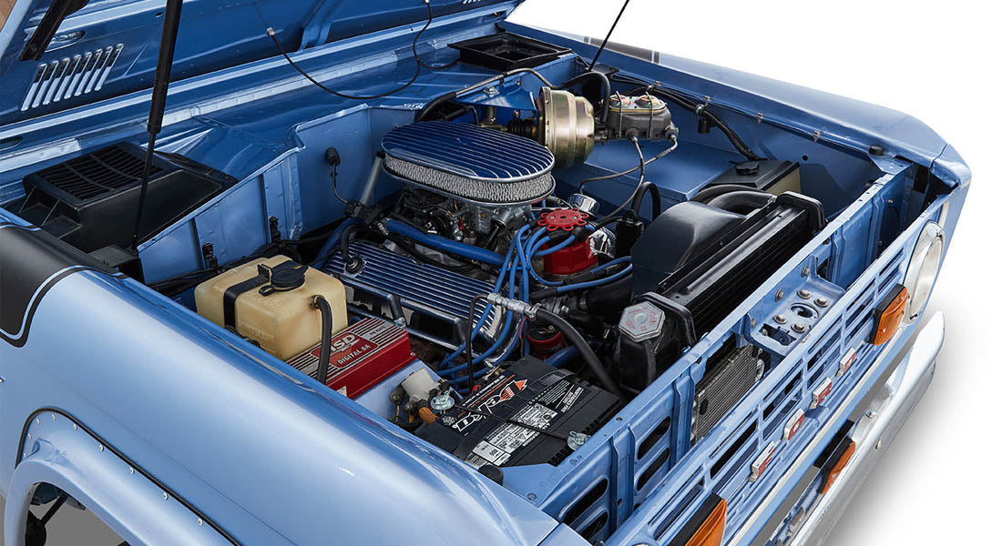 Classic Ford Bronco engine bay