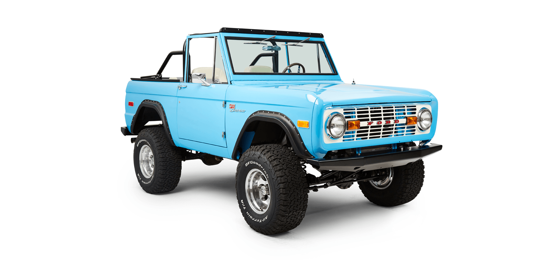 Classic Ford Bronco front passenger-side view
