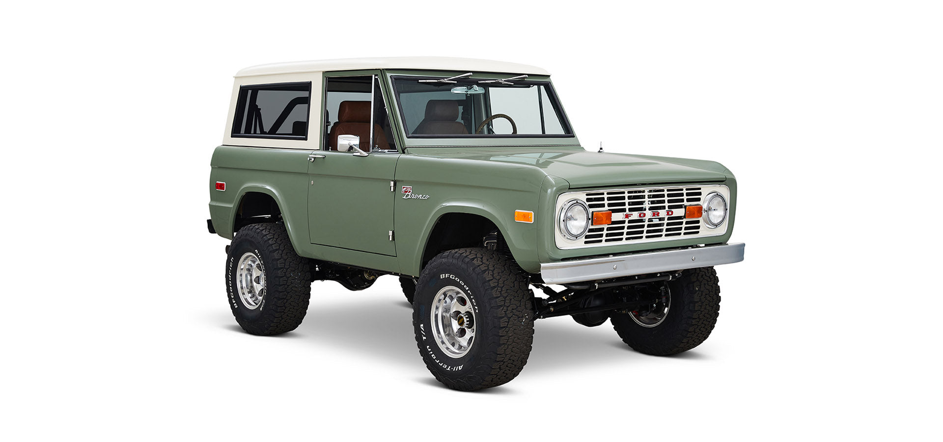 Classic Ford Bronco front passenger-side view