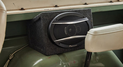 Pioneer speaker mounted inside a Classic Ford Bronco